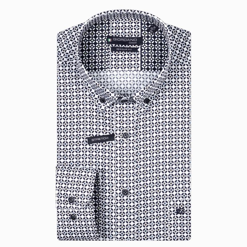 Button_Down_Overhemd_Print_Wit