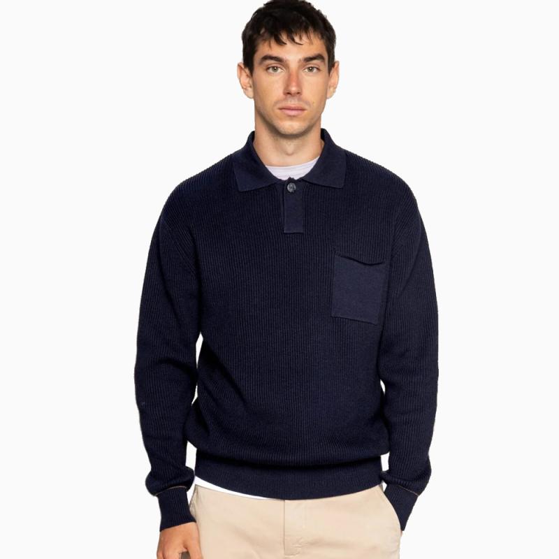 Gebreide_Polo_Lange_Mouw_Navy_1